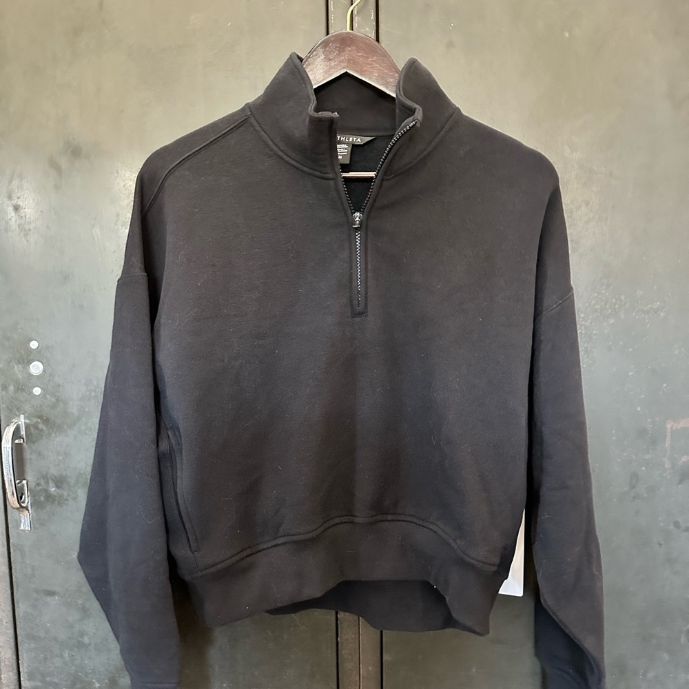 Athleta Forever Fleece 1/2 Zip Crop Sweatshirt Size M